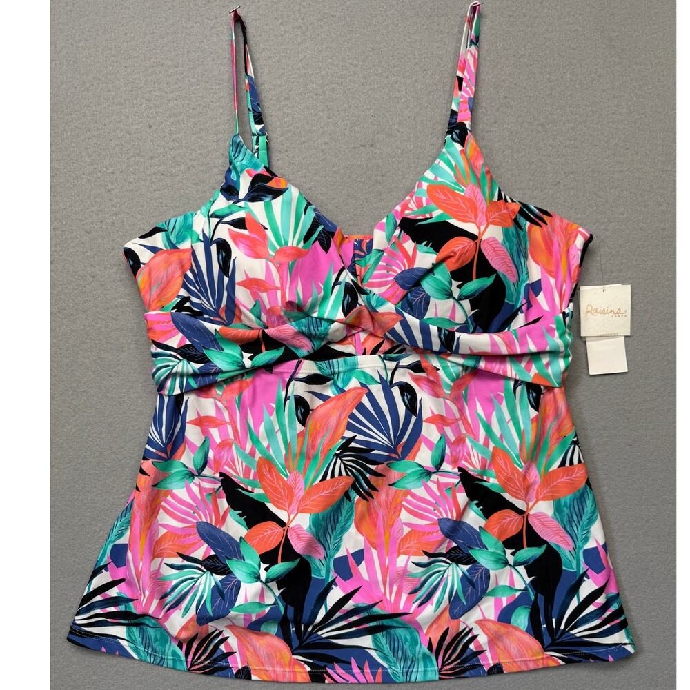 Raisins Woman's Plus Size Aries Swim Tankini White multi 20W $66